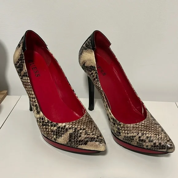 Guess Faux Snakeskin heels with small platform